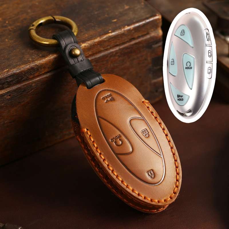 For Korean Hyundai Hallmo Car Handmade Key Bag, Color: 7 Keys Brown