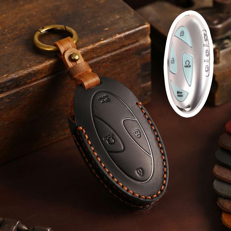 For Korean Hyundai Hallmo Car Handmade Key Bag, Color: 7 Keys Black