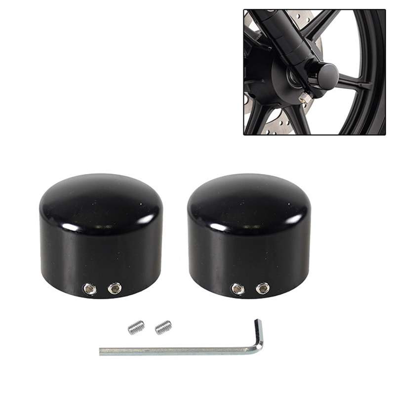 For Harley Davidson Motorcycle Modified Front Axle Wheel Covers Front Axle Decorative Cover(Black)