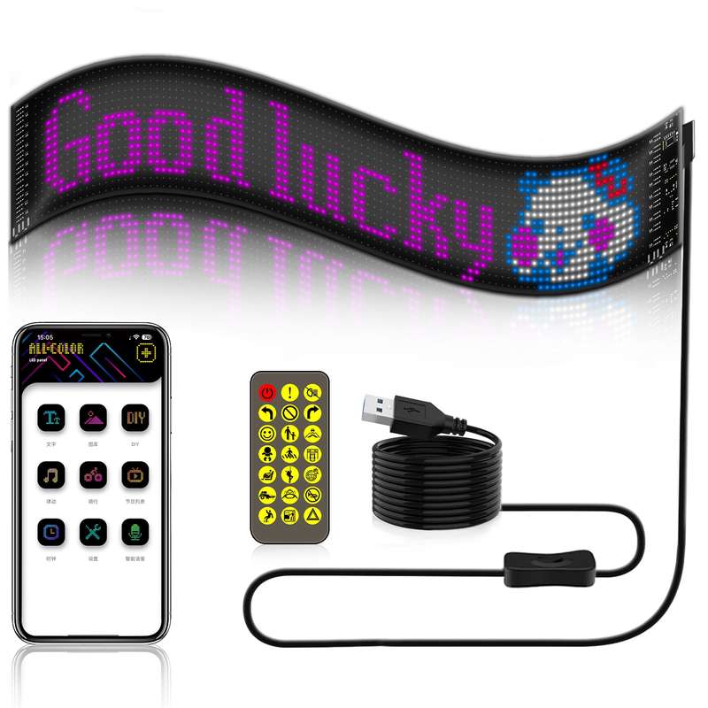 12x59.5cm16 x 96 LEDs Car Flexible Display Advertising Screen APP Bluetooth Smart Screen