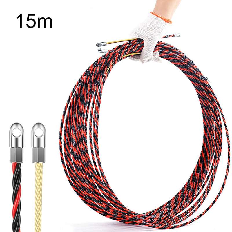 15m Round Head Dual Color Pipe Threading Puller Electrician Manual Threader