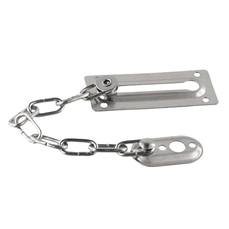 Security Door Chain Anti-theft Home Door Bolt Latch Window Chain Lock, Style: Round Silver