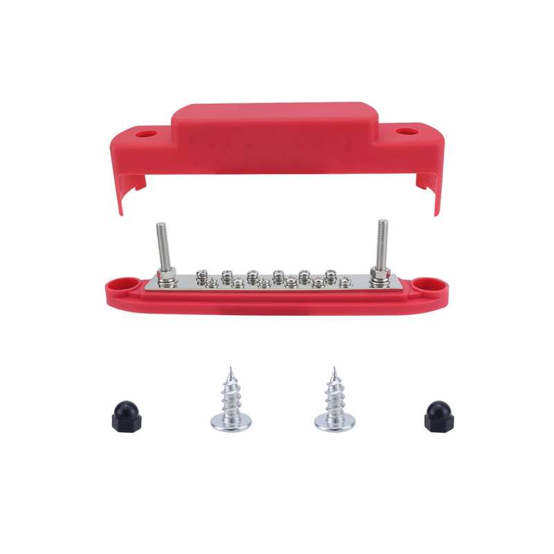 M6 2-post 12-way RV Yacht Terminal Nylon Flame Retardant Busbar, Color: Red