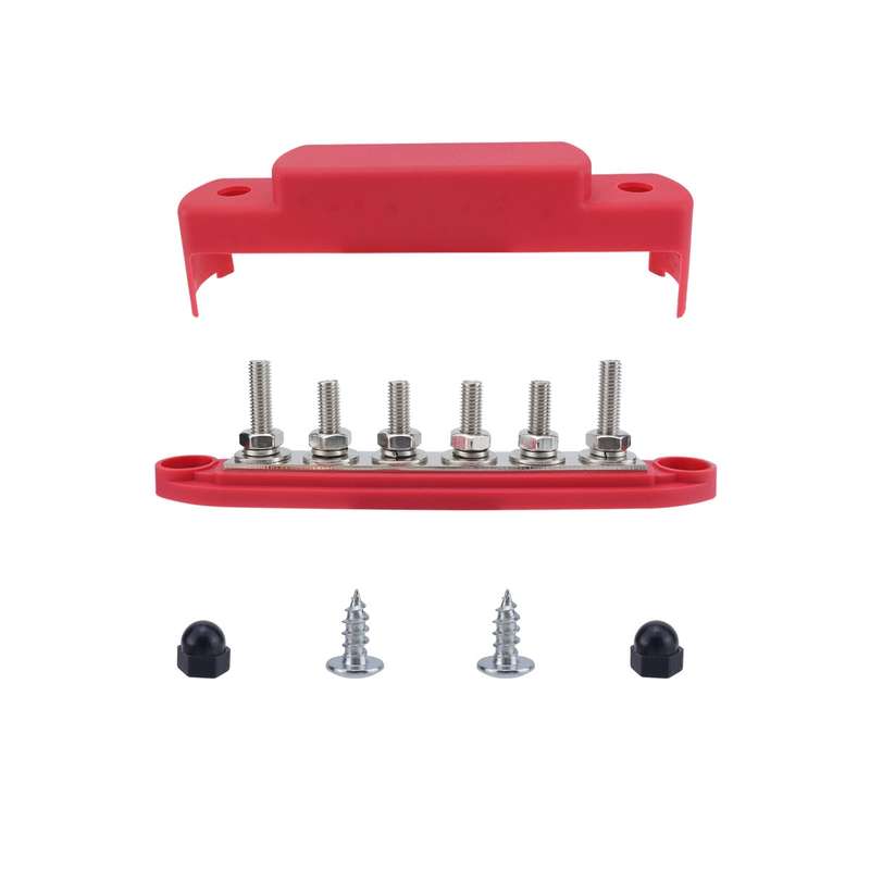 M8 Nylon Base RV Yacht Waterproof Dustproof Cover 6-post Bus Bar, Color: Red