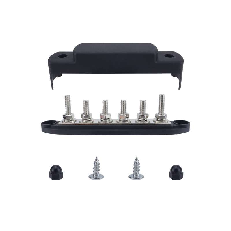M8 Nylon Base RV Yacht Waterproof Dustproof Cover 6-post Bus Bar, Color: Black