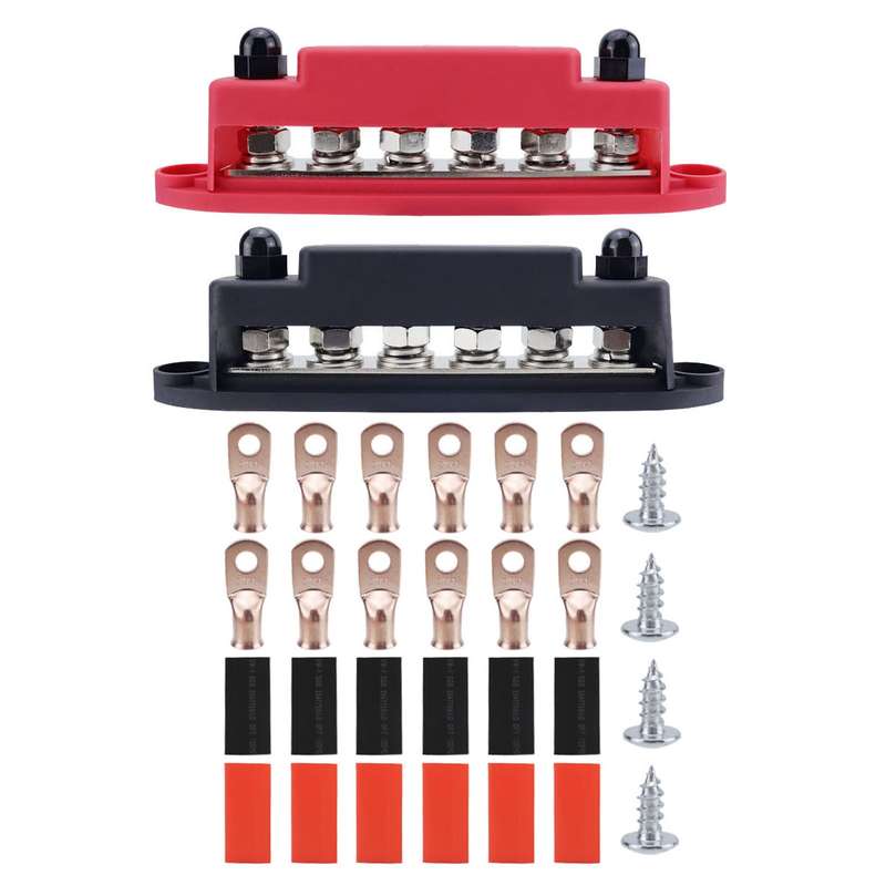 M8 Nylon Base RV Yacht Waterproof Dustproof Cover 6-post Bus Bar, Color: Red+Black 1pair With Termin