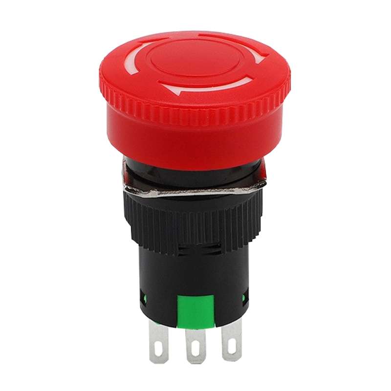 LA16 16mm Mounting Hole Emergency Stop Switch Mushroom Type Self-Locking Pushbutton Switches