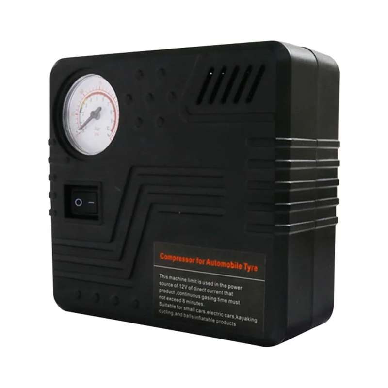 Car Tire Air Pump 12V Metal Electric Tire Pressure Gauge(Square)