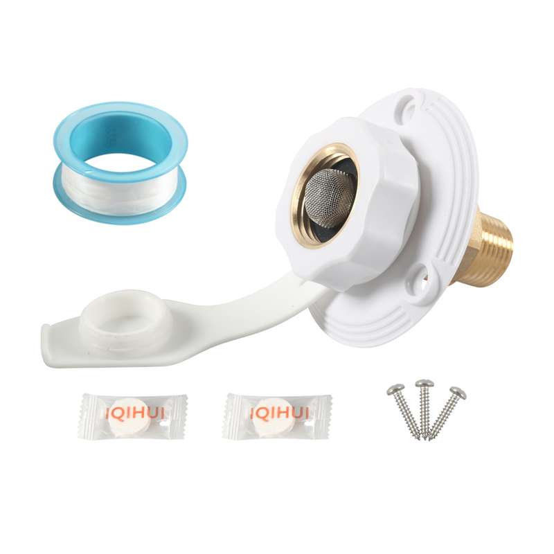 RV Brass Water Inlet Check Valve Yacht Accessories, Color: White+Raw Tape