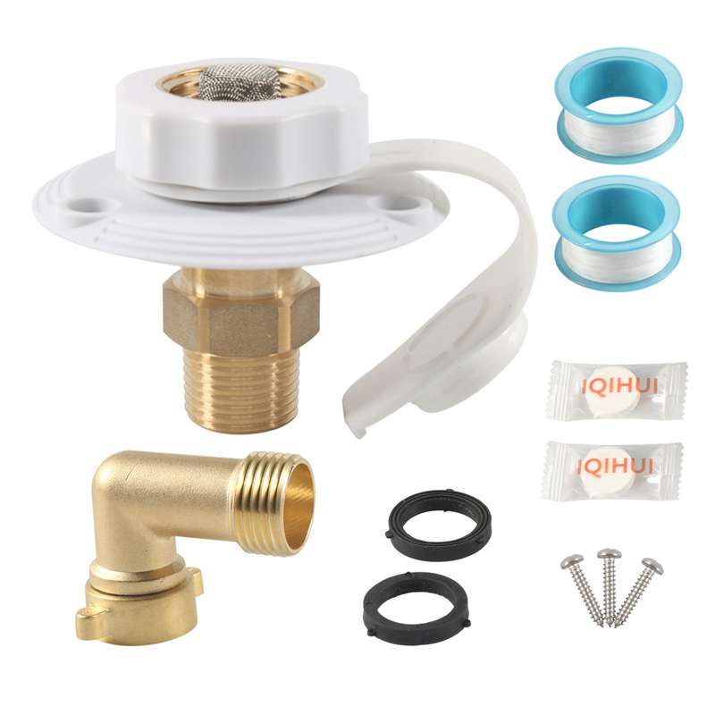 Brass Water Inlet Check Valve For Yacht RV With Adapter(White)