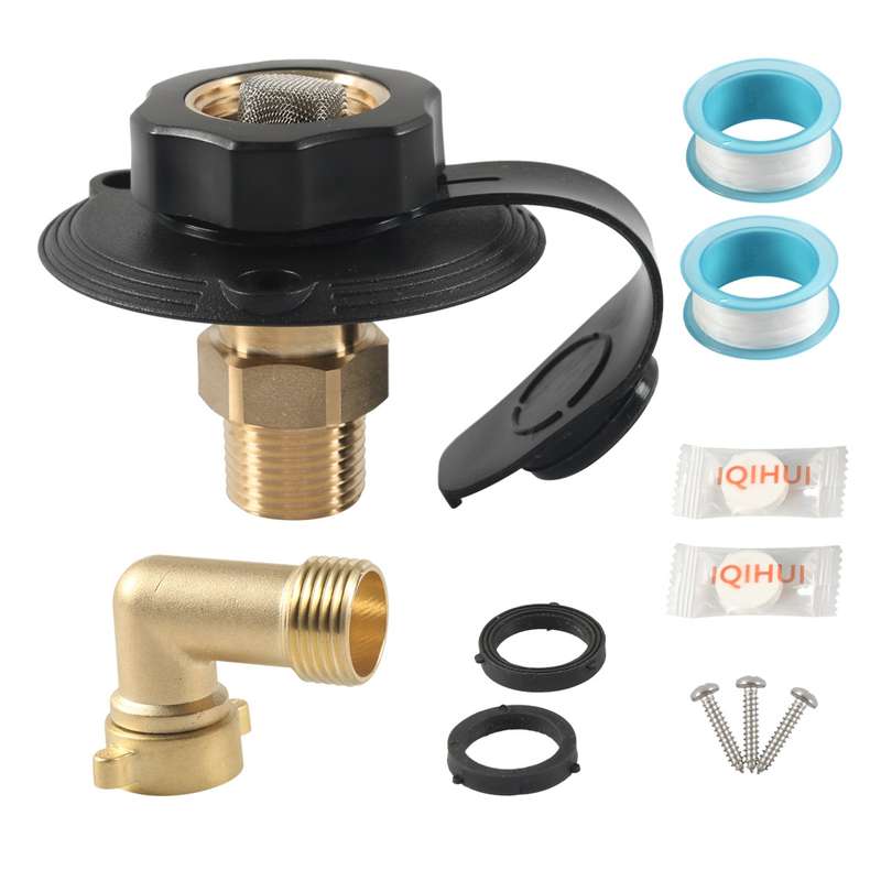 Brass Water Inlet Check Valve For Yacht RV With Adapter(Black)