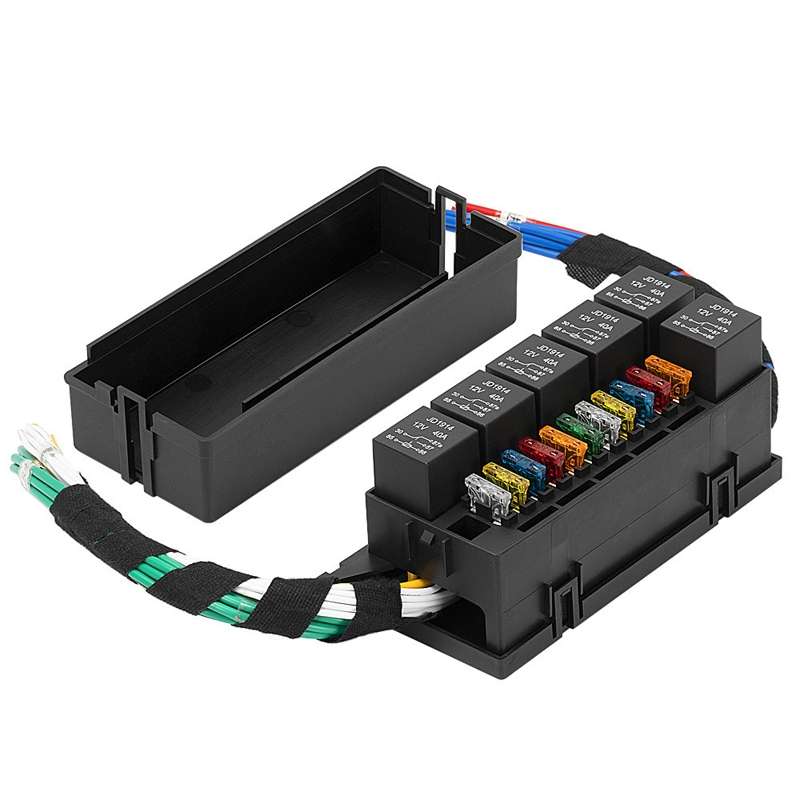 11-way 12V Relay Fuse Holder With Wire For Cars Ships, Specifications: Full Set 4 Pin