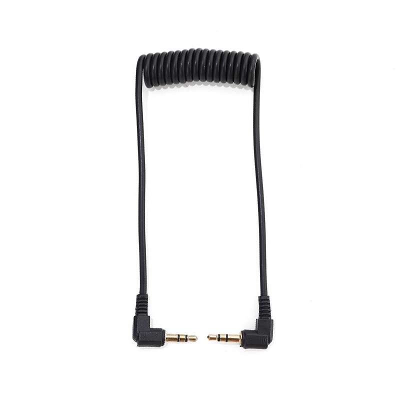 3.5mm Stereo Car Audio Cable PU Gold-plated Elbow Spring Cable(Male To Male)