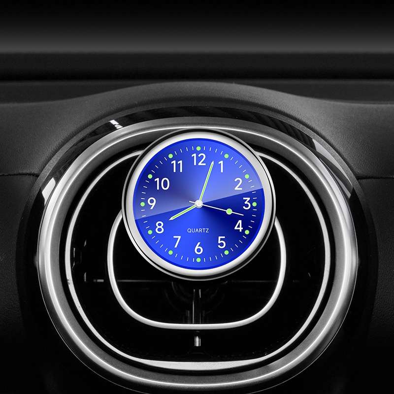 Car Digital Electronic Quartz Luminous Clock, Color: Ruby Blue+Air Outlet Clip