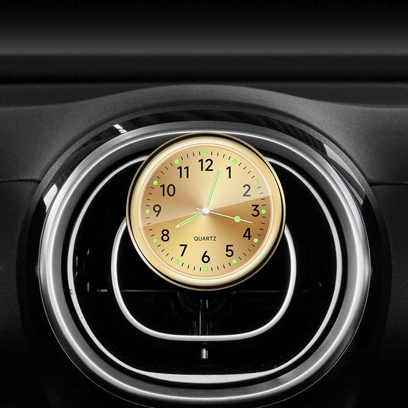 Car Digital Electronic Quartz Luminous Clock, Color: Gold+Air Outlet Clip