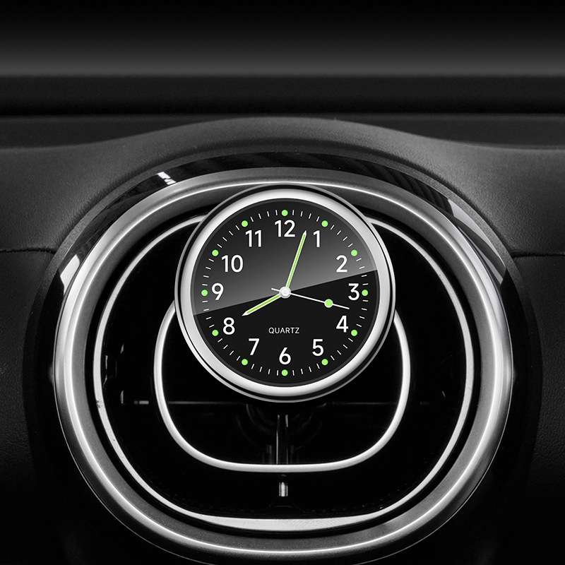 Car Digital Electronic Quartz Luminous Clock, Color: Black+Air Outlet Clip