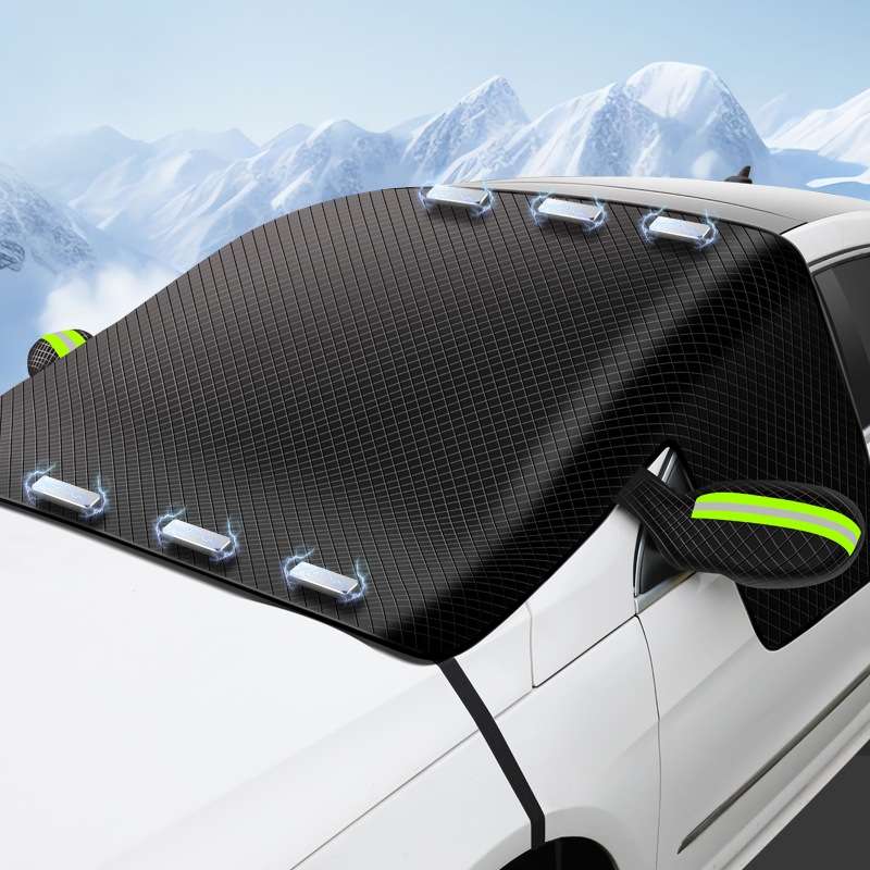 Car Magnetic Front Sunscreen Waterproof Thick Snow Shield(Green)