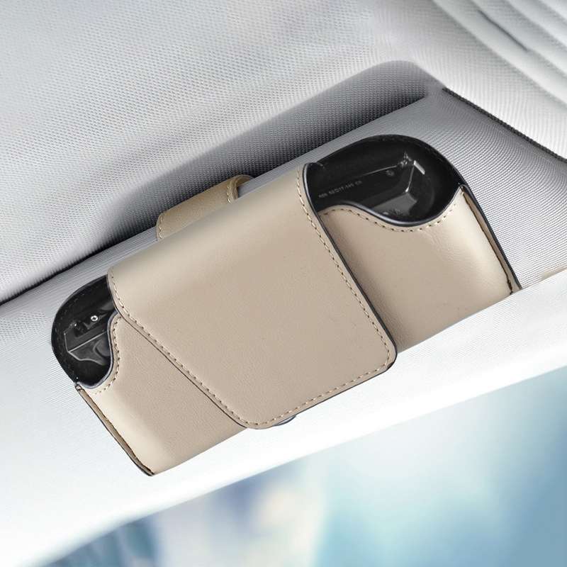 Car Eyeglasses Case Sun Visor Back Clip Sunglasses Organizer Multi-function Leather Sunglasses Clip(
