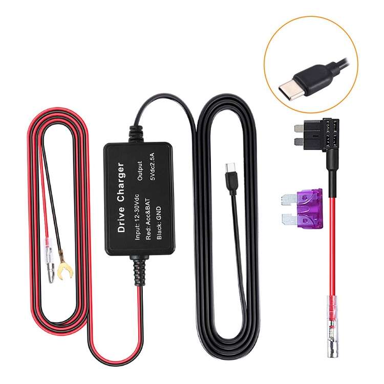 12V to 5V Universal Car Driving Recorder Power Supply Voltage Reduction Line(Type-C)