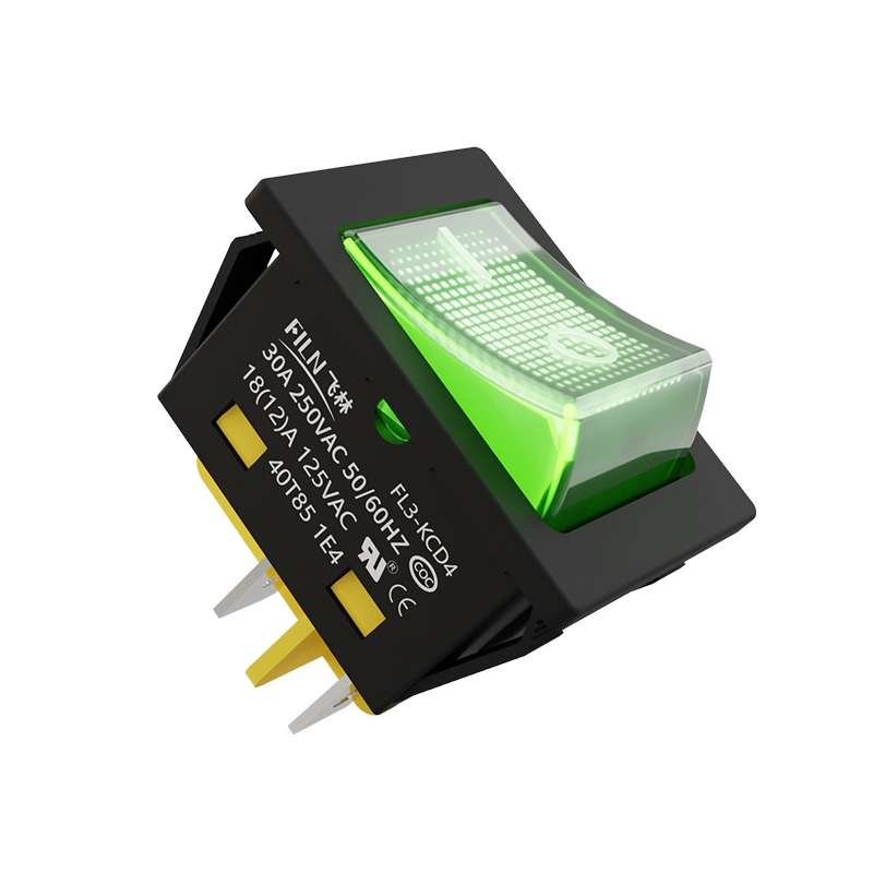 FILN 220V 30A Split Dustproof Boat-type Switch With Light, Specifications: No Waterproof 4 Pin 2 Gea