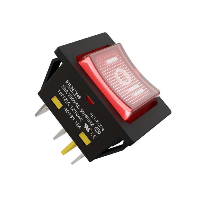 FILN 220V 30A Split Dustproof Boat-type Switch With Light, Specifications: No Waterproof 6 Pin 3 Gea