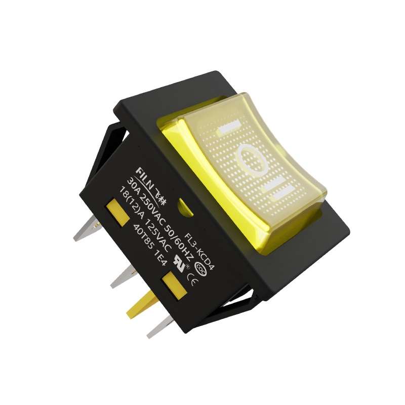 FILN 220V 30A Split Dustproof Boat-type Switch With Light, Specifications: No Waterproof 6 Pin 3 Gea