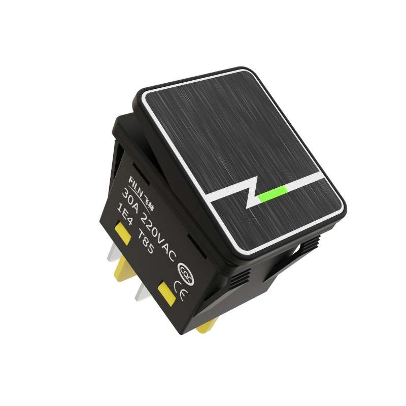 FILN 220V 30A Split Dustproof Boat-type Switch With Light, Specifications: Aluminum 4 Pin 2 Gear Gre