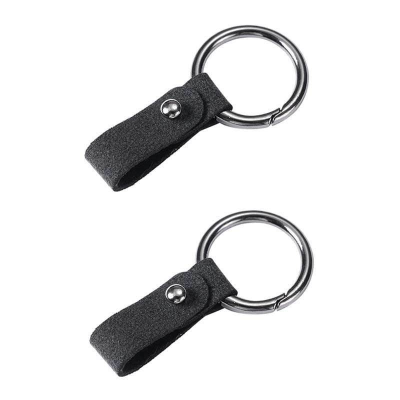2pcs Simple Universal Car Keychain Metal Spring Ring DIY Pendant Decorations(Black)