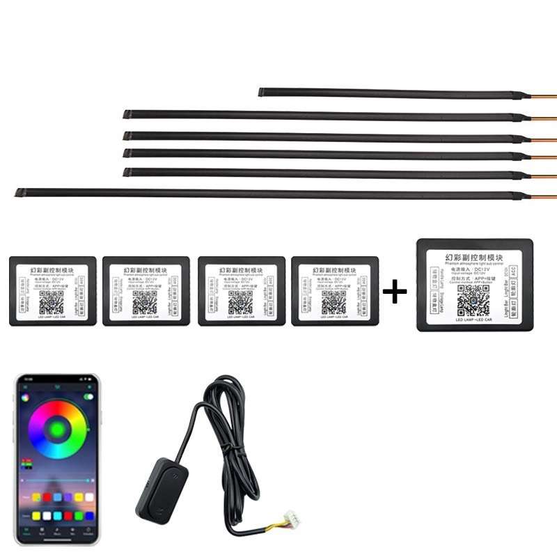 6 in 1 Car Hidden Acrylic LED Colorful Decorative Atmosphere Light Strip