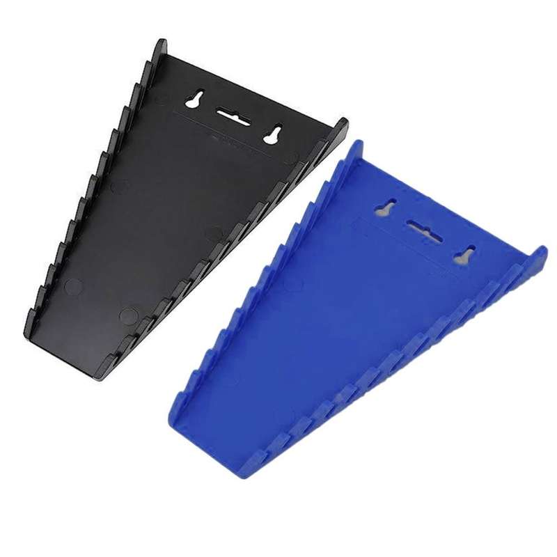 12-Slot Plastic Magnetic Removable Tray Wrench Storage Bracket(Black+Blue)