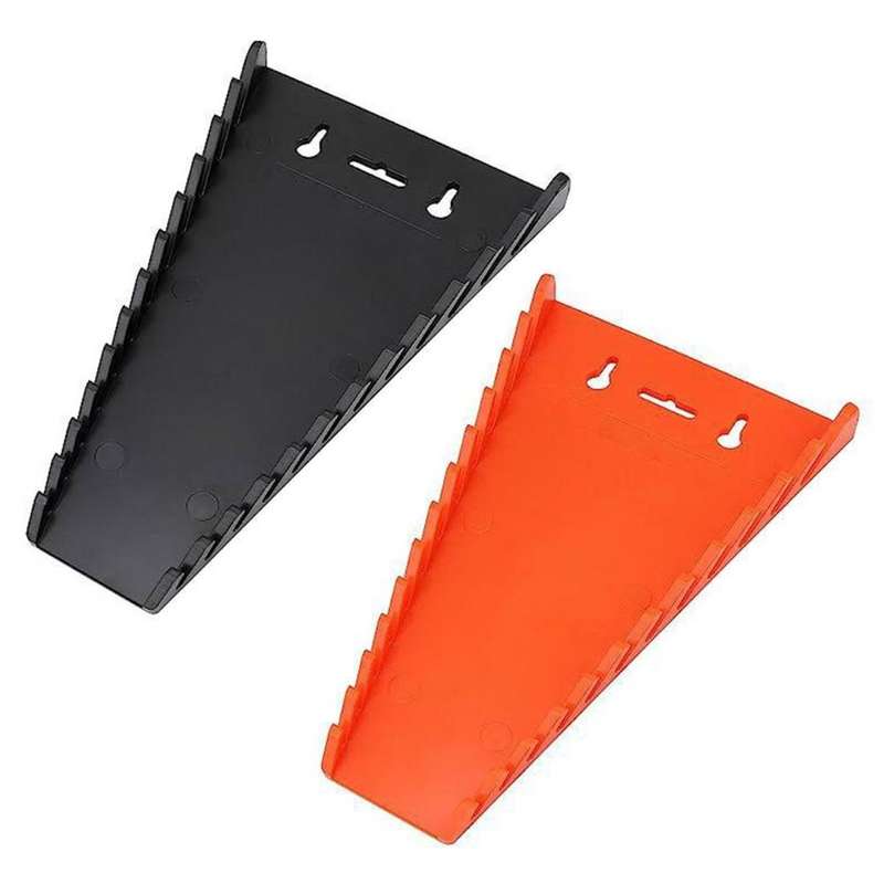 12-Slot Plastic Magnetic Removable Tray Wrench Storage Bracket(Black+Orange)