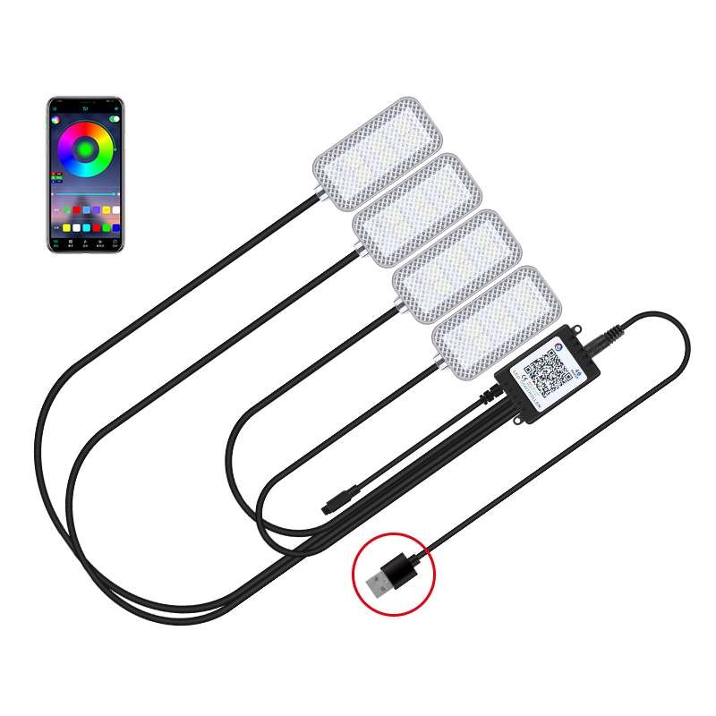 Eight-Color LED Voice Control Car Music Rhythm Atmosphere Light, Specification: 5V USB APP