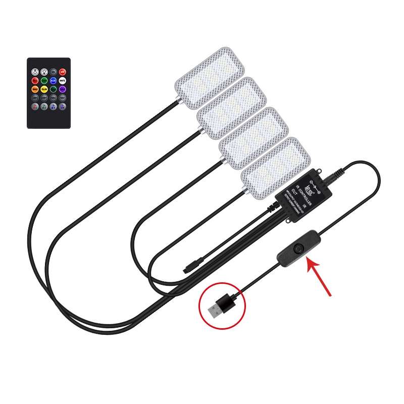 Eight-Color LED Voice Control Car Music Rhythm Atmosphere Light, Specification: 5V USB With Switch R
