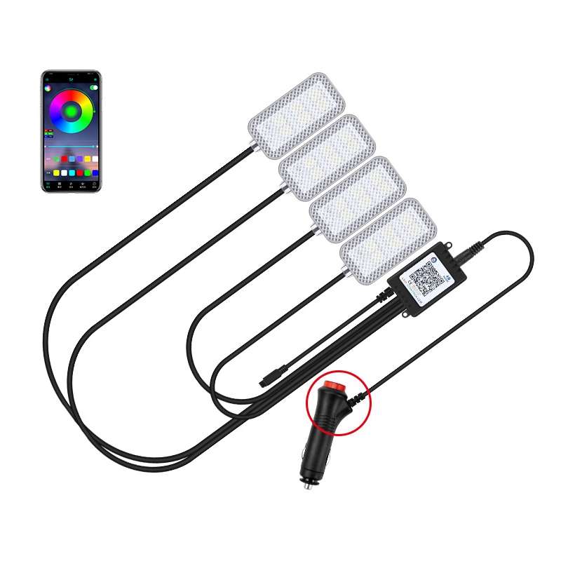 Eight-Color LED Voice Control Car Music Rhythm Atmosphere Light, Specification: 12V Cigarette Lighte