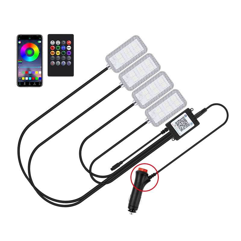 Eight-Color LED Voice Control Car Music Rhythm Atmosphere Light, Specification: 12V Cigarette Lighte