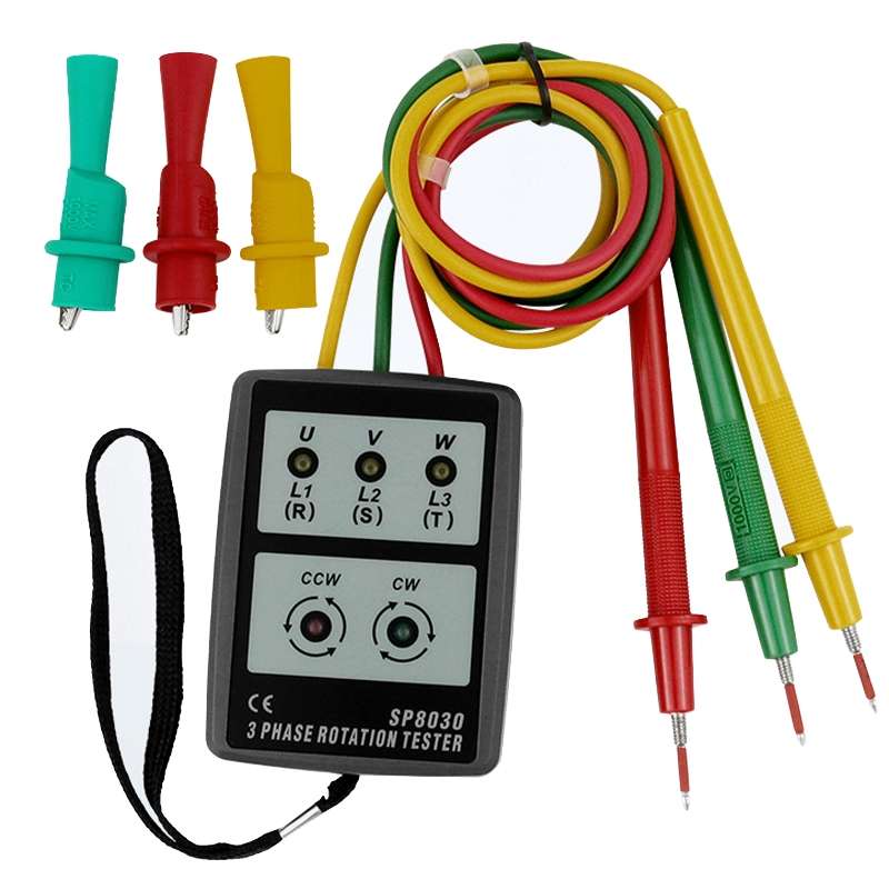 SP8030 3 Phase Alternating Current Phase Meter Phase Detector Rotation Tester Indicator Digital Phas