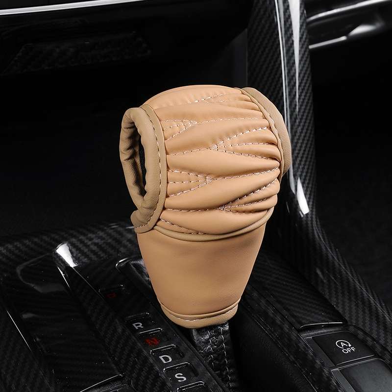 Car Universal Leather Gear Sleeve Breathable Gearshift Cover, Style: T Type Yellow