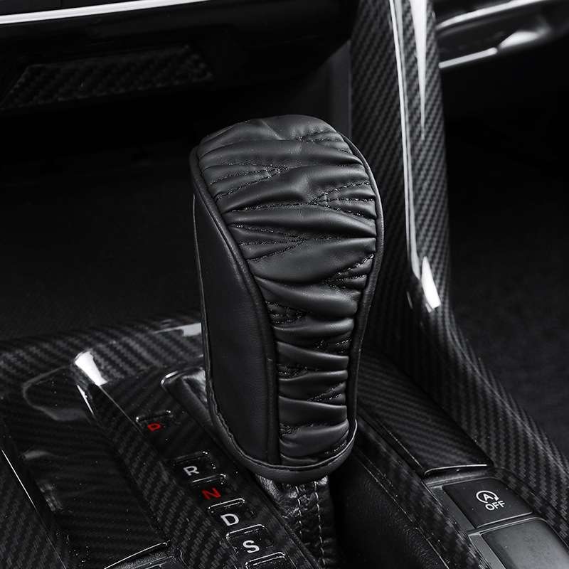 Car Universal Leather Gear Sleeve Breathable Gearshift Cover, Style: Manual Gear Black