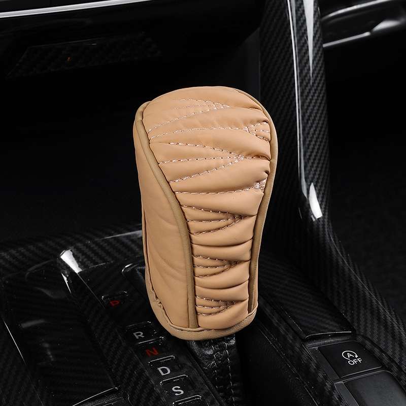 Car Universal Leather Gear Sleeve Breathable Gearshift Cover, Style: Manual Gear Yellow
