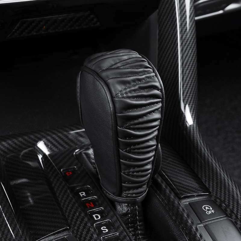 Car Universal Leather Gear Sleeve Breathable Gearshift Cover, Style: Automatic Gear Black