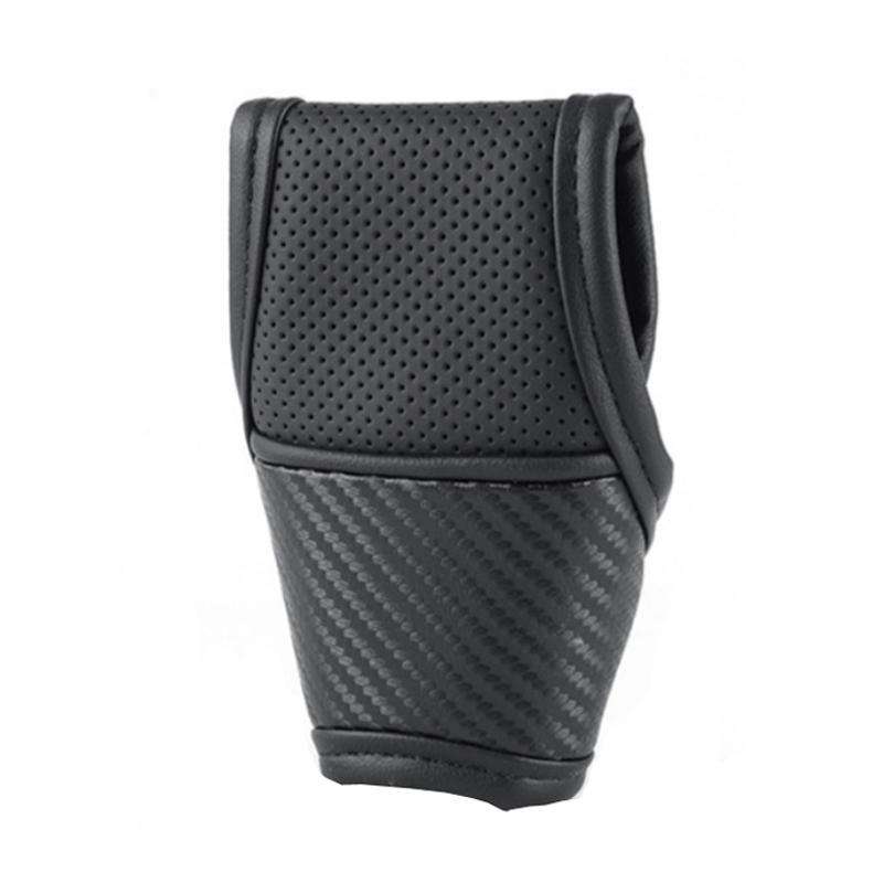 Car Automatic Universal Perforated Breathable Cowhide Side Opening Shift Cover, Style: B-Black