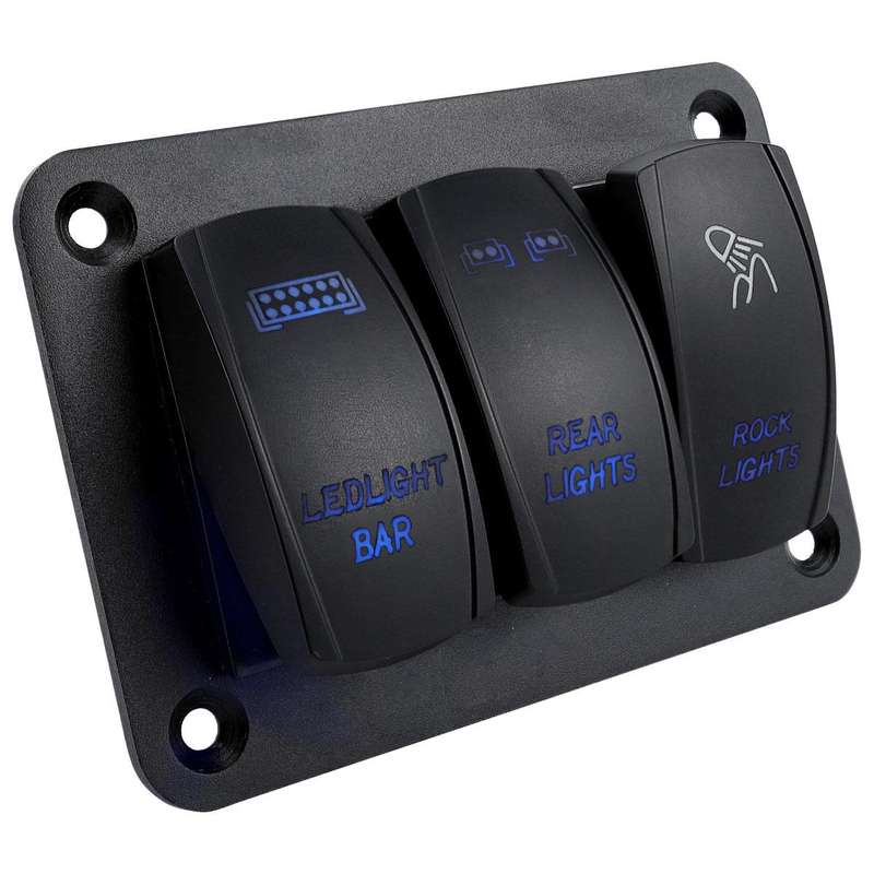 Blue Light Laser Engraved Panel Combination Switch For Car Boat, Specifications: 3-digit Panel