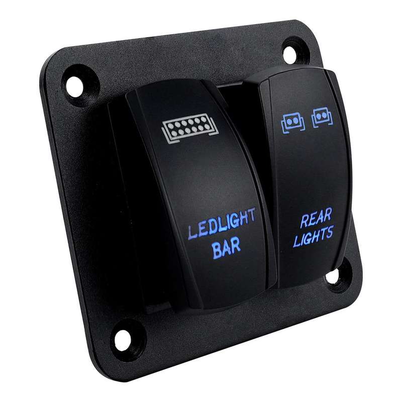 Blue Light Laser Engraved Panel Combination Switch For Car Boat, Specifications: 2-digit Panel