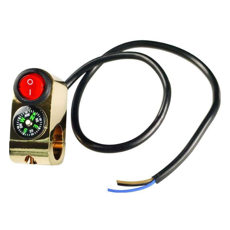 Motorbike Tap Handle Switch Compass Type Dual Flash High And Low Beam Spotlight Switch(Gold)