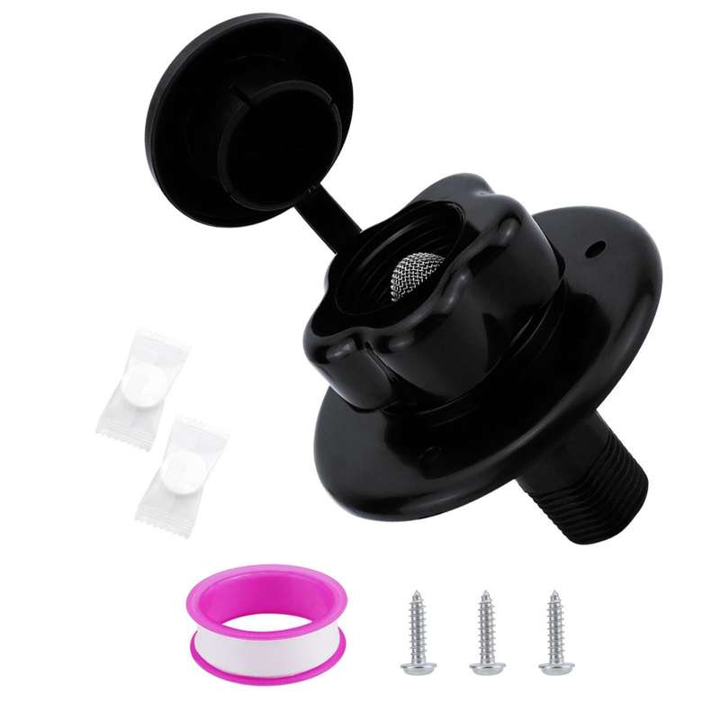 RV Ship Flange Threaded Leak-proof Water Inlet Connector Check Valve, Specifications: Black 2