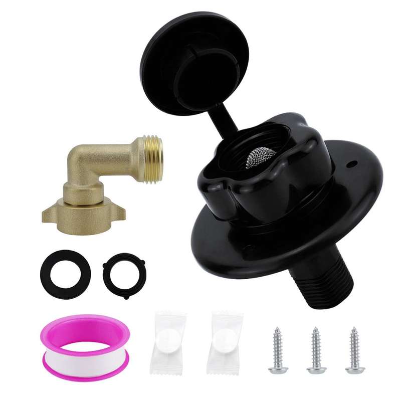 RV Ship Flange Threaded Leak-proof Water Inlet Connector Check Valve, Specifications: Black 3