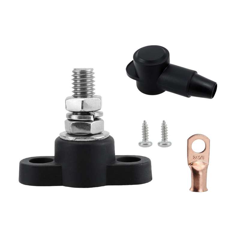 12V RV Yacht M10 Single Pole Battery Terminal, Color: Black