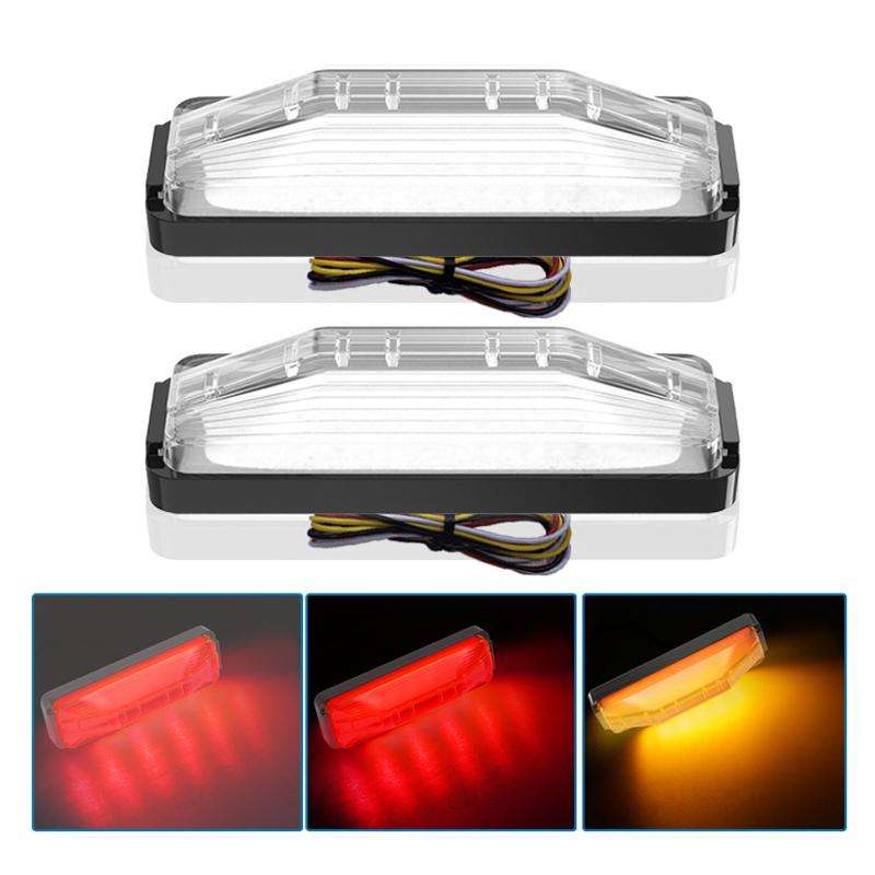 2pcs 28LED Bi-Color High Brake Tail Lights Turn Signal Lights For Sweeper / RV / Van / Truck Modific