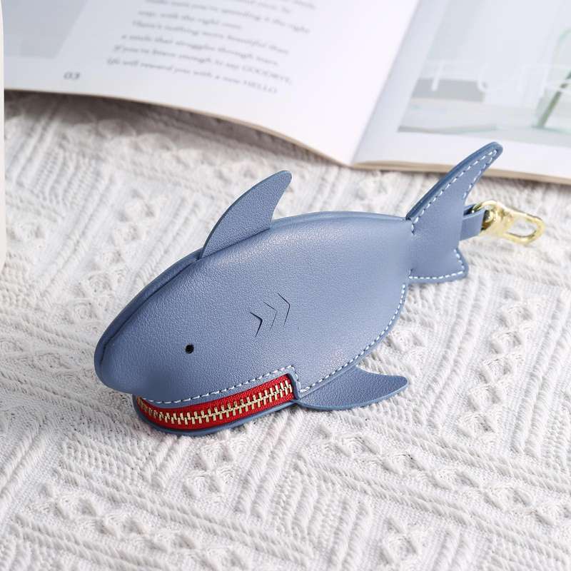 Hallmo Universal Shark-Shaped Key Protective Cover Multifunctional Car Key Storage Bag, Color: Dark