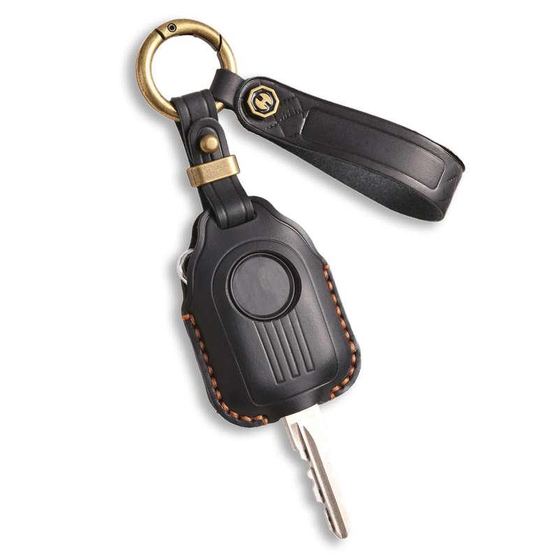 Hallmo For Peugeot Django 150 Motorcycle Natural Cowhide Key Protective Cover(Balck)